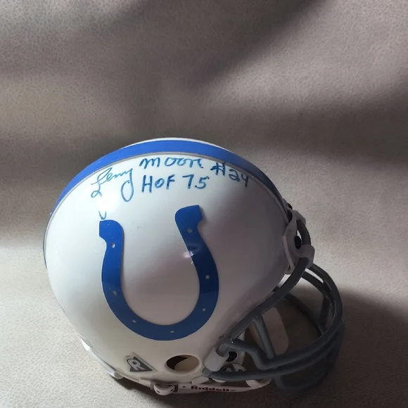 Autographed COLTS White and Blue Football Helmet - Picture 1 of 8